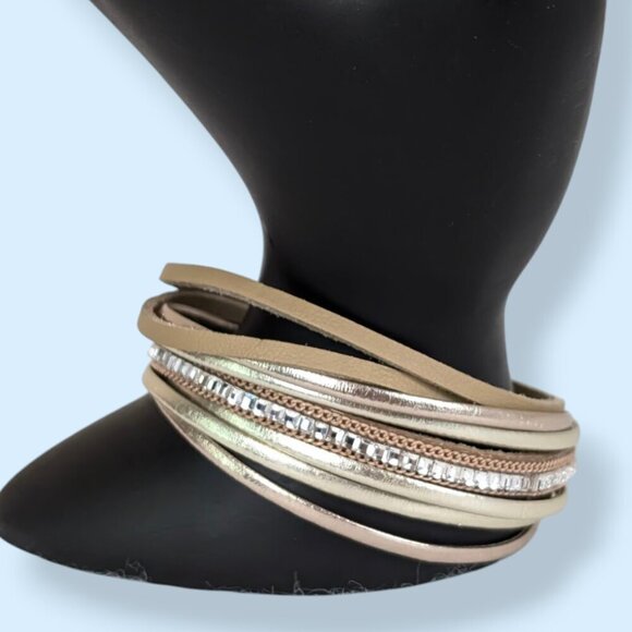 (2/$20) Metallic Brown Multistrand Magnetic Bracelet - Picture 1 of 7